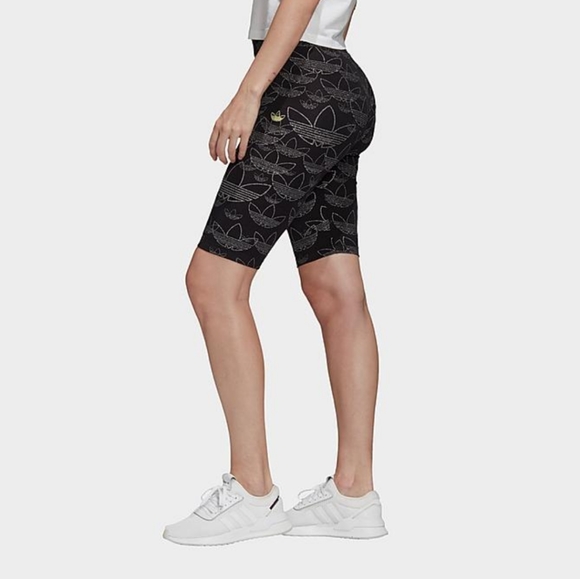 NEW Adidas Originals Metallic Print Bike Shorts - Picture 2 of 5